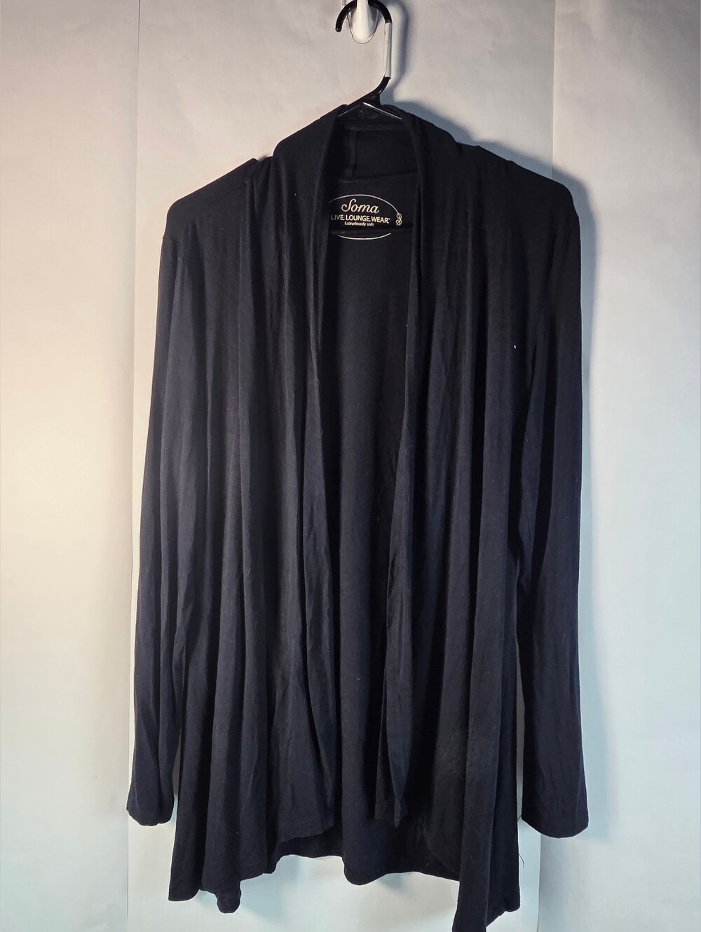 Soma Men's Black Draped Open-Front Cardigan